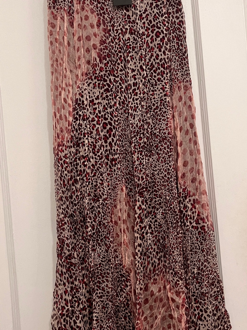 Liu Jo Strapless Leopard-Print Maxi Dress in Burgundy and Beige